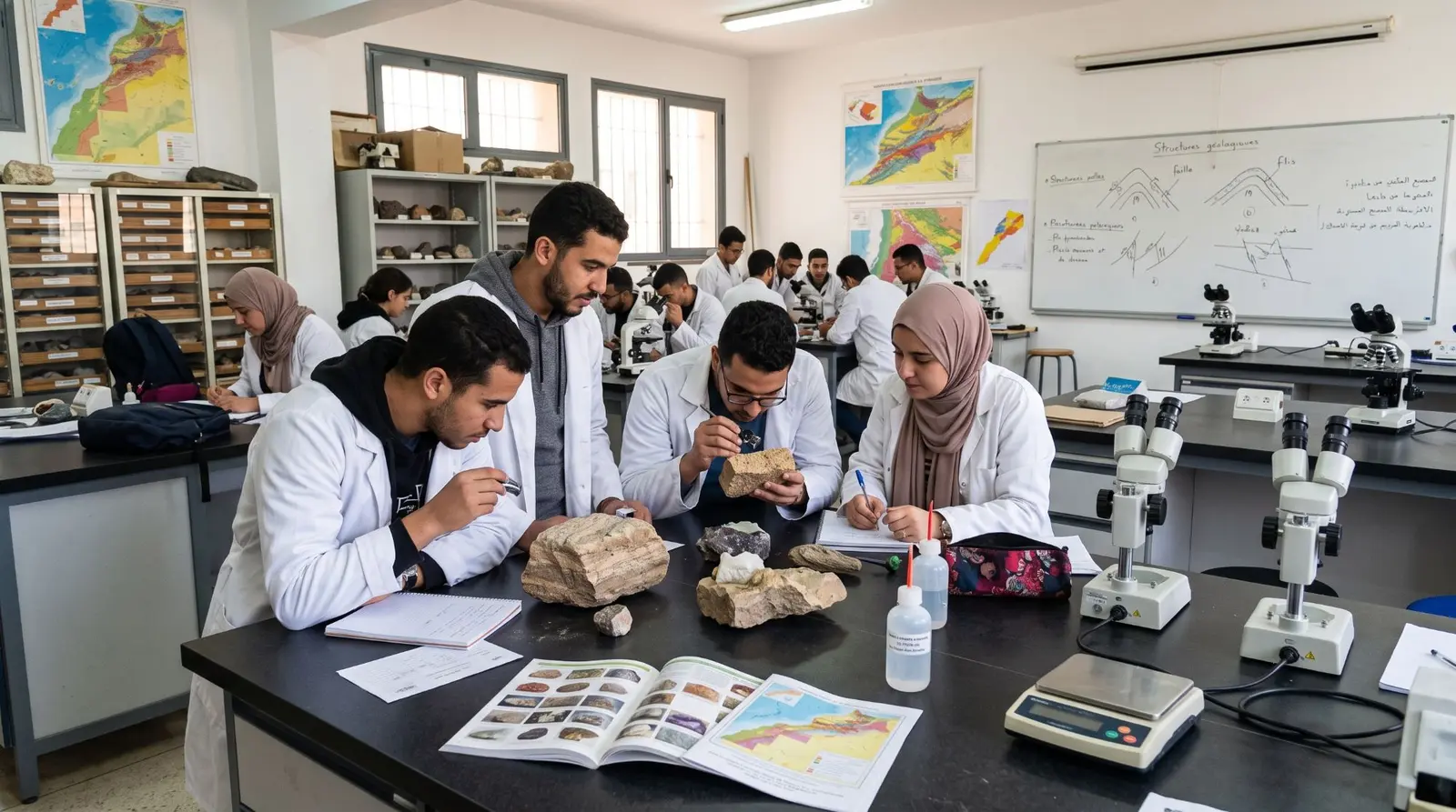 Travaux pratiques en laboratoire de géologie